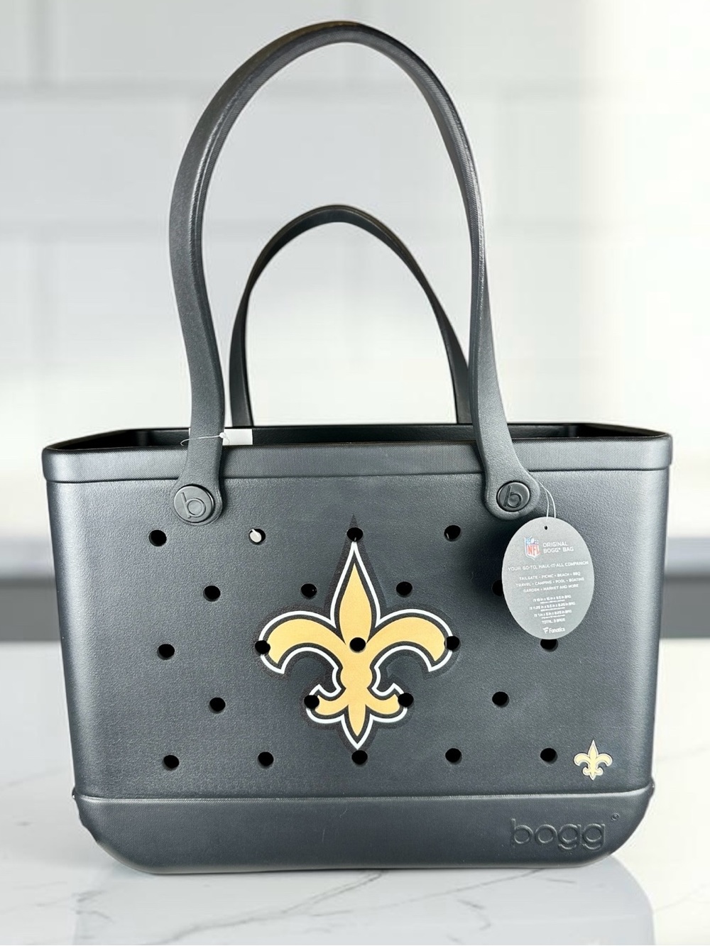 NWT Bogg Bag New Orleans Saints Original Large NFL Black Gold Tote